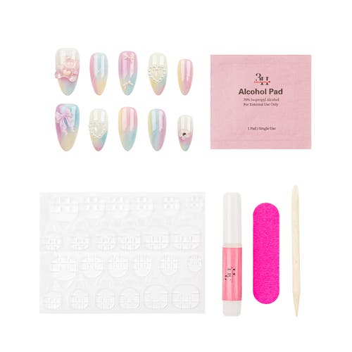 3h Nails Handmade Pastel Press-on Nails, Almond Multicolor With Charms In Multi