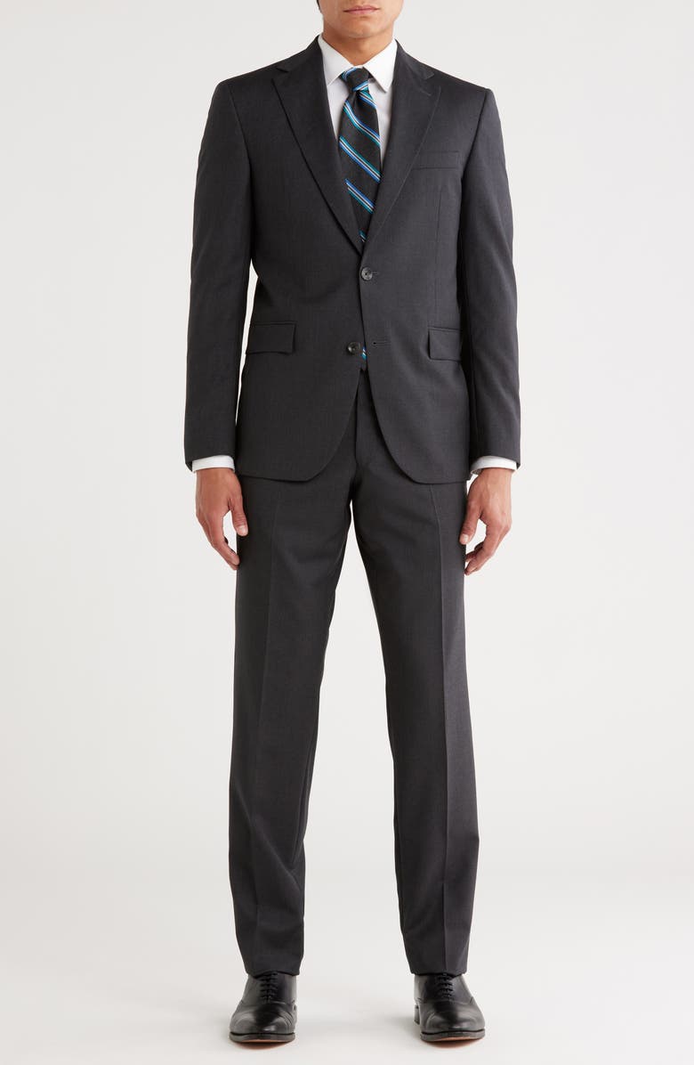 Jack Victor Esprit Solid Charcoal Wool Suit, Main, color, Charcoal