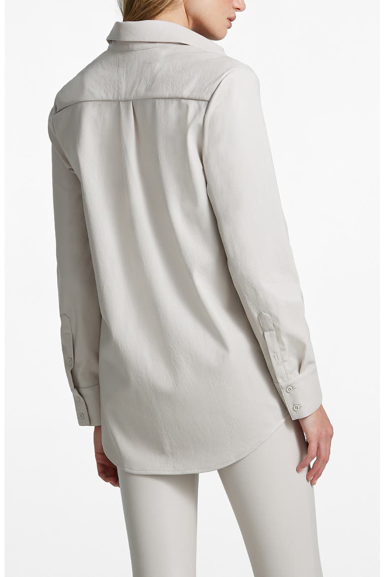 Oversize Faux Leather Button-Up Shirt, Alternate, color, PORCELAIN