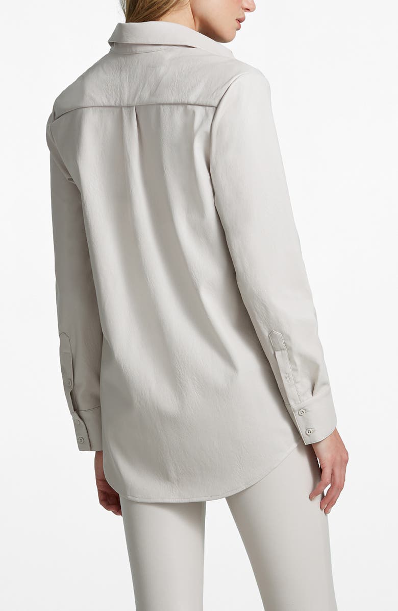 Commando Oversize Faux Leather Button-Up Shirt, Alternate, color, Porcelain