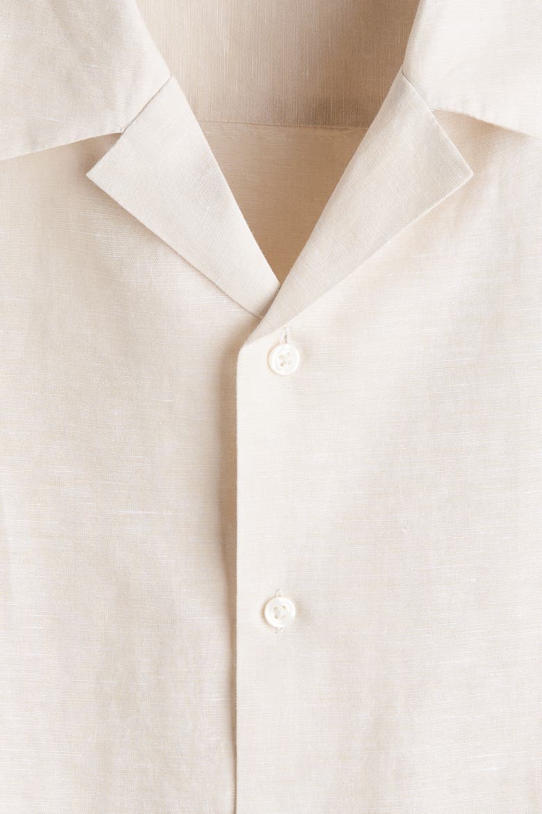 Relaxed-Fit Linen-Blend Resort Shirt, Alternate, color, Light beige