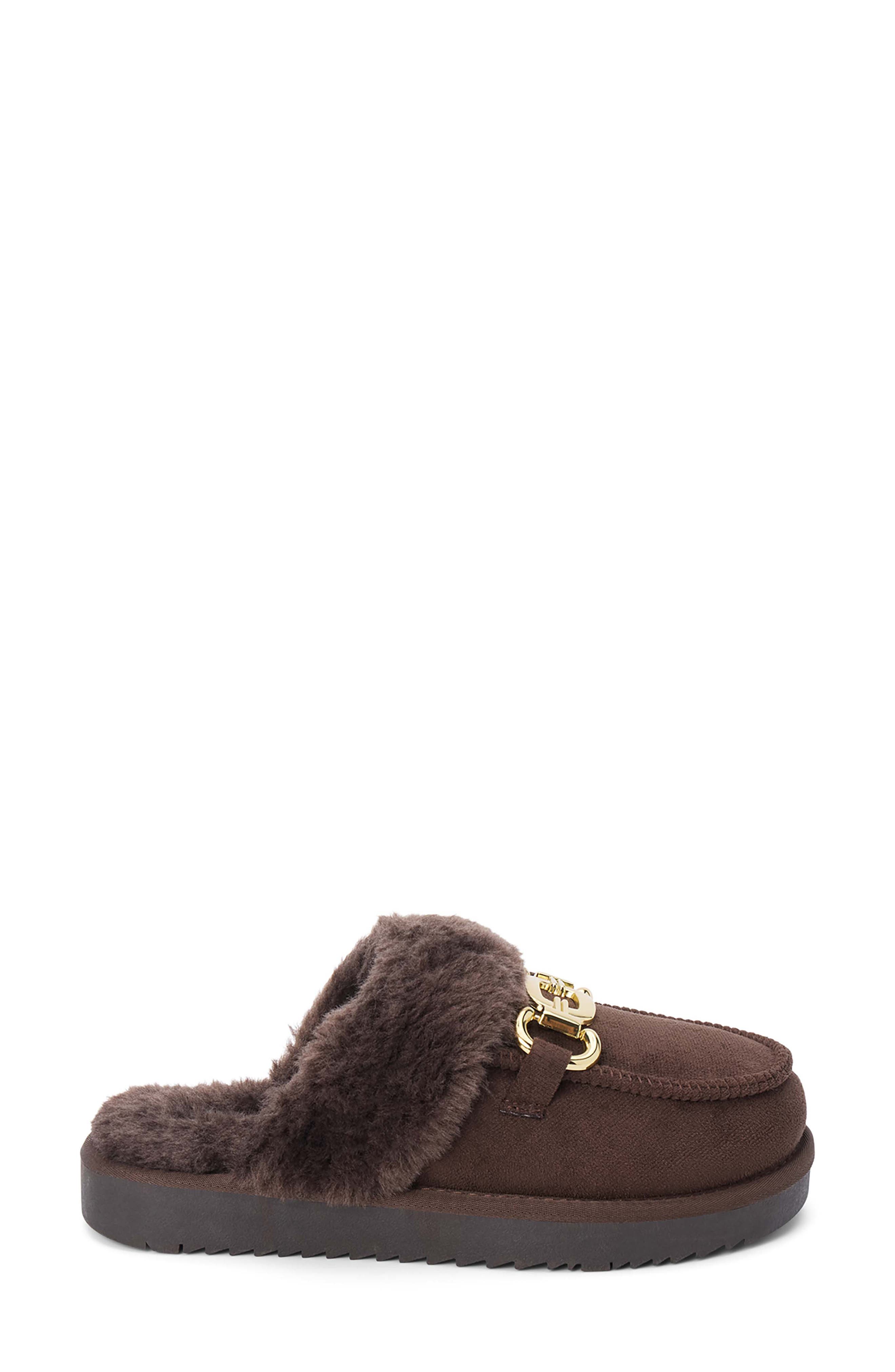 Matisse Davos Faux Fur Platform Slipper, Alternate, color, Choco