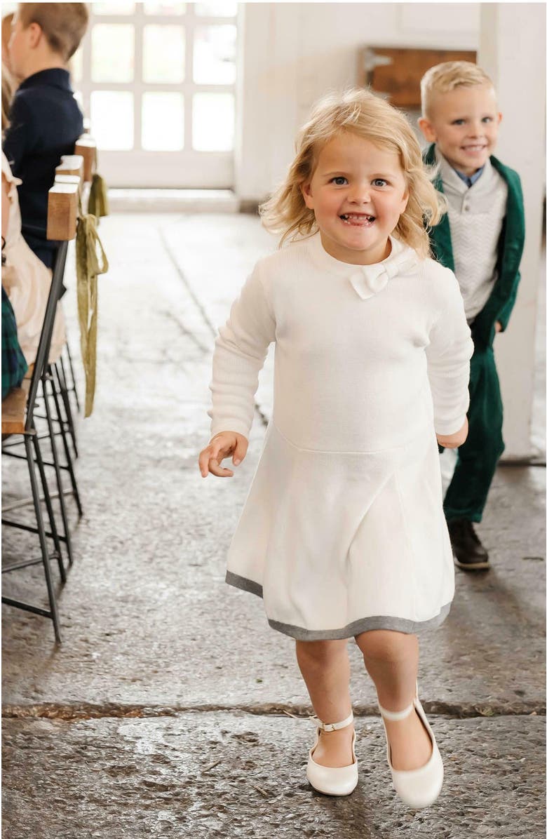 Hope & Henry Girls' Organic Mock Neck Bow Detail Sweater Dress, Kids, Alternate, color, 