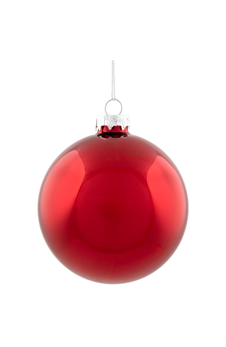 Northlight 2-Finish Christmas Glass Ball Ornaments - 4" (100mm) - Red - 4ct, Alternate, color, Red