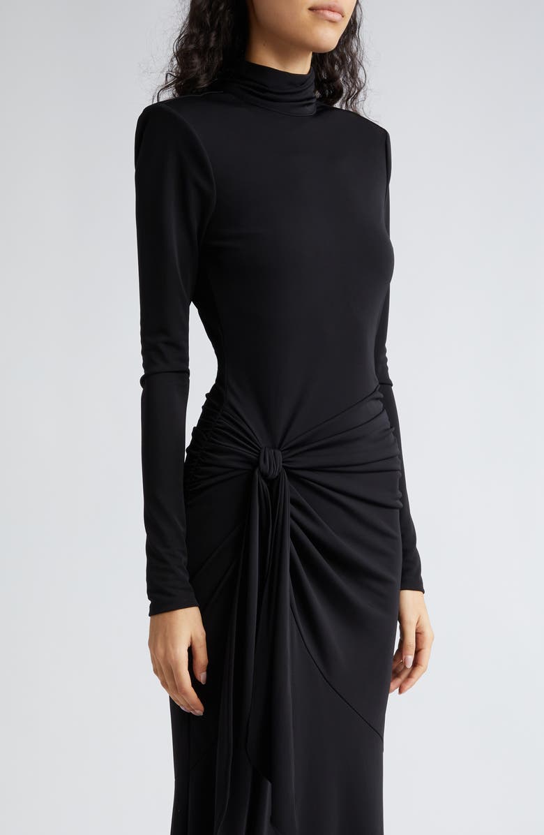 Cinq à Sept Johnson Side Ruched Long Sleeve Jersey Dress, Alternate, color, Black