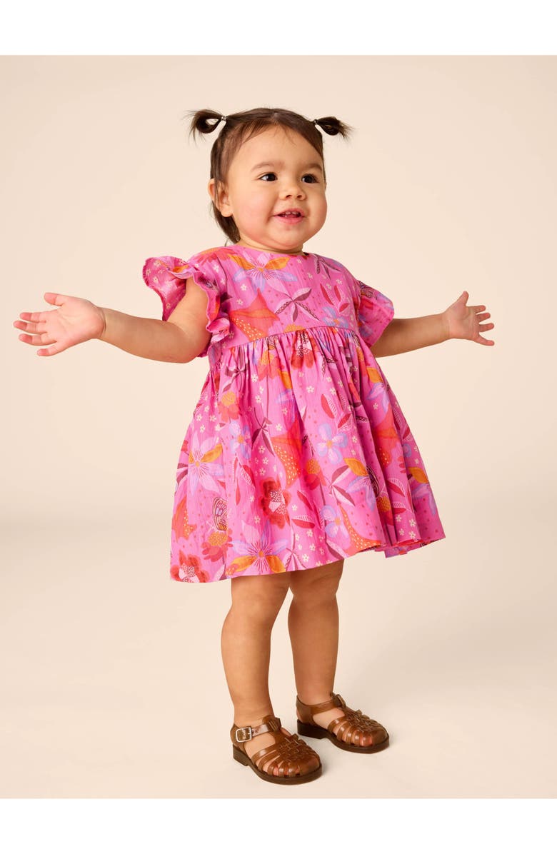 Tea Collection Ruffle Sleeve Baby Dress Set, Alternate, color, Brazilian Painted Floral