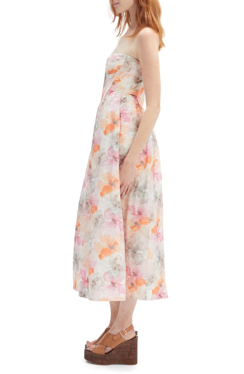 Bardot Lola Floral Strapless Corset Dress, Alternate, color, Apricot Floral