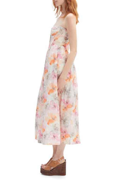 Bardot Lola Corset Midi Dress Apricot Floral In Multi