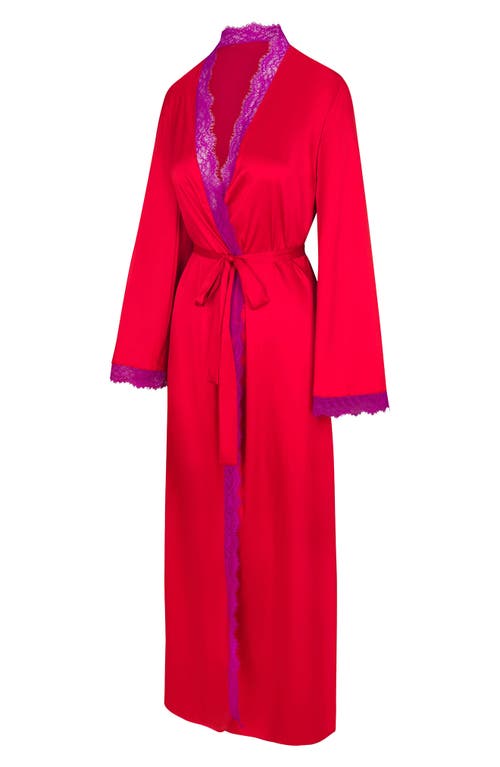 Savage X Fenty Fire Desire Lace Robe In Timeless Red