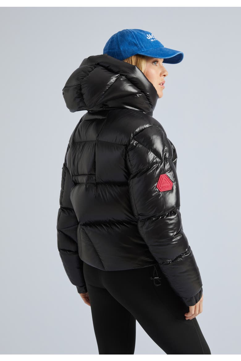 High Collar Puffer Jacket, Alternate, color, Black/Pink