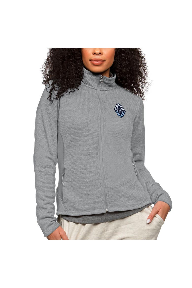 Women's Antigua Heather Gray Vancouver Whitecaps FC Team Logo Course Full-Zip Jacket, Main, color, Heather Gray