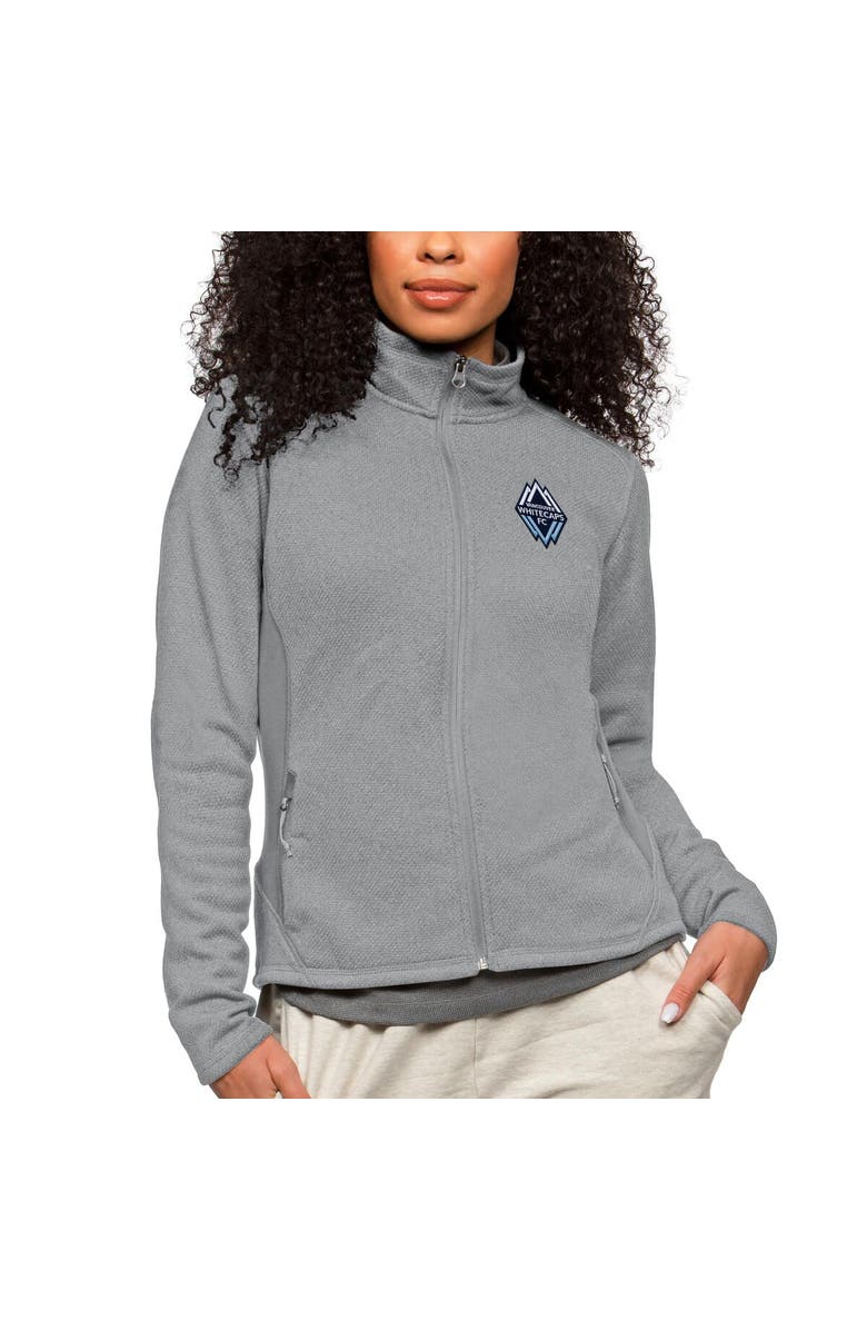 ANTIGUA Women's Antigua Heather Gray Vancouver Whitecaps FC Team Logo Course Full-Zip Jacket, Main, color, 