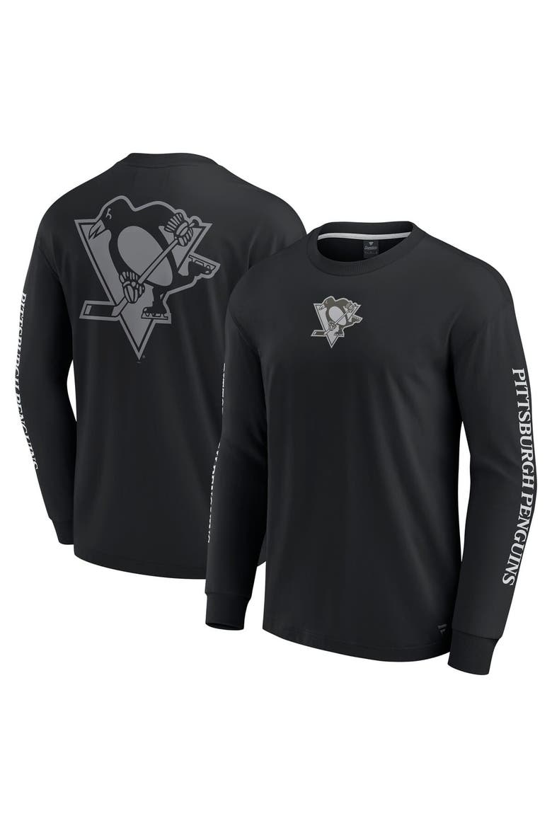Men's Fanatics Black Pittsburgh Penguins Elements Strive Long Sleeve T-Shirt, Alternate, color, Black