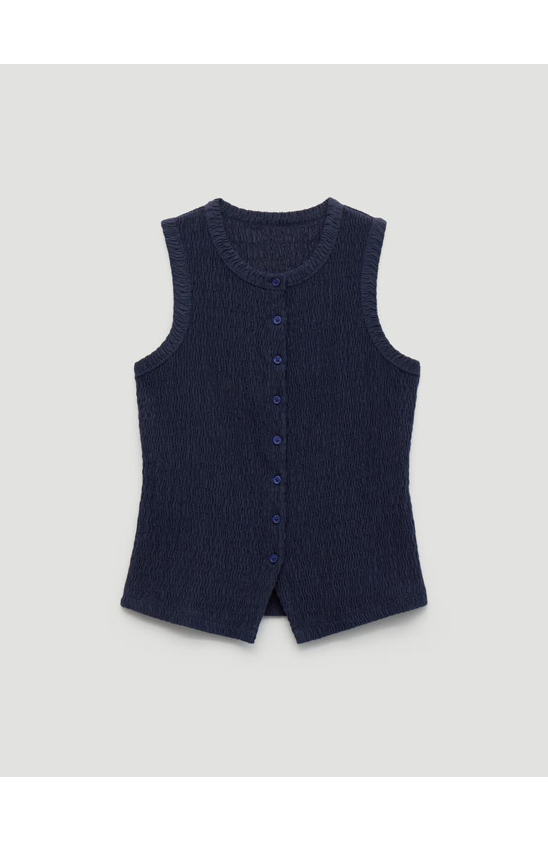 Hush Textured Sleeveless Button Through Top, Alternate, color, Navy Blue