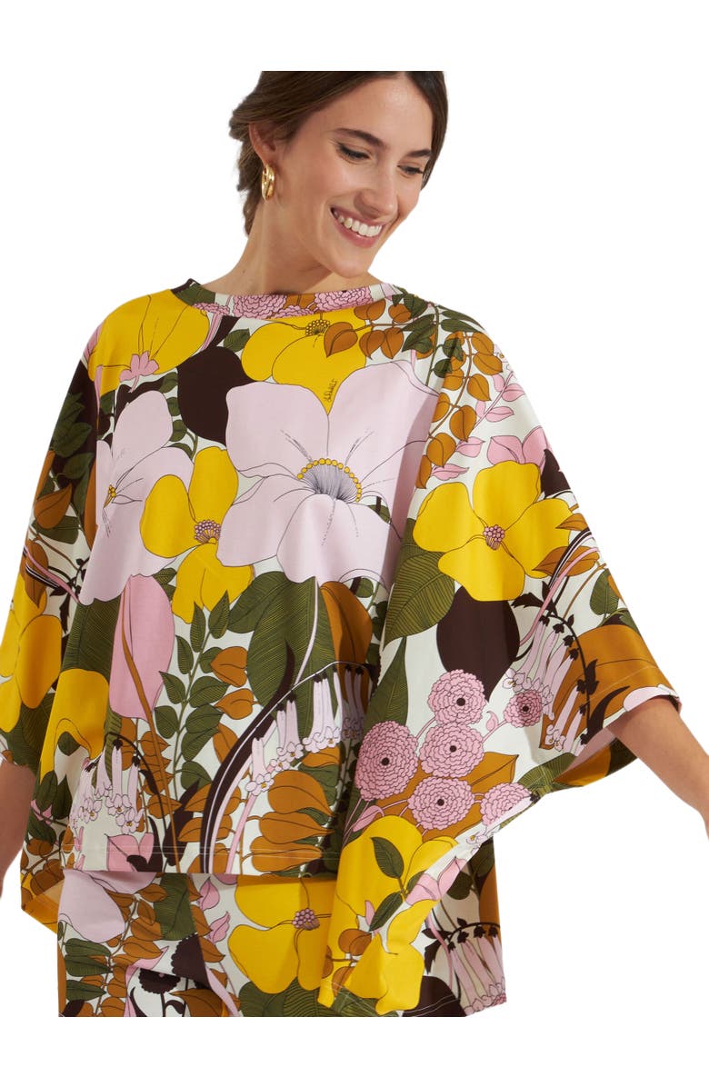 La DoubleJ Meditation Poncho Big Flower Rose Pink, Main, color, 