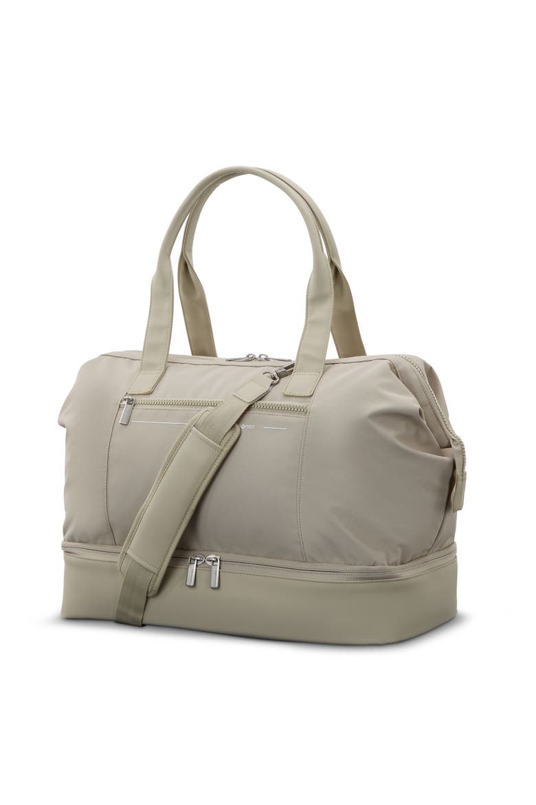 Better Than Basic 2 Piece Set Drop Bottom Weekender & Outline Pro Carry On Luggage, Alternate, color, Stone Grey/Limestone