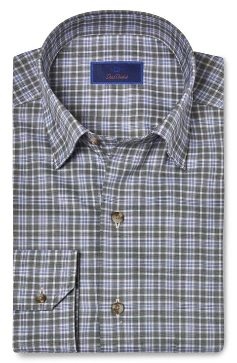 Check Twill Hidden Button-Down Shirt