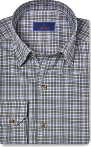 David Donahue Check Twill Hidden Button-Down Shirt