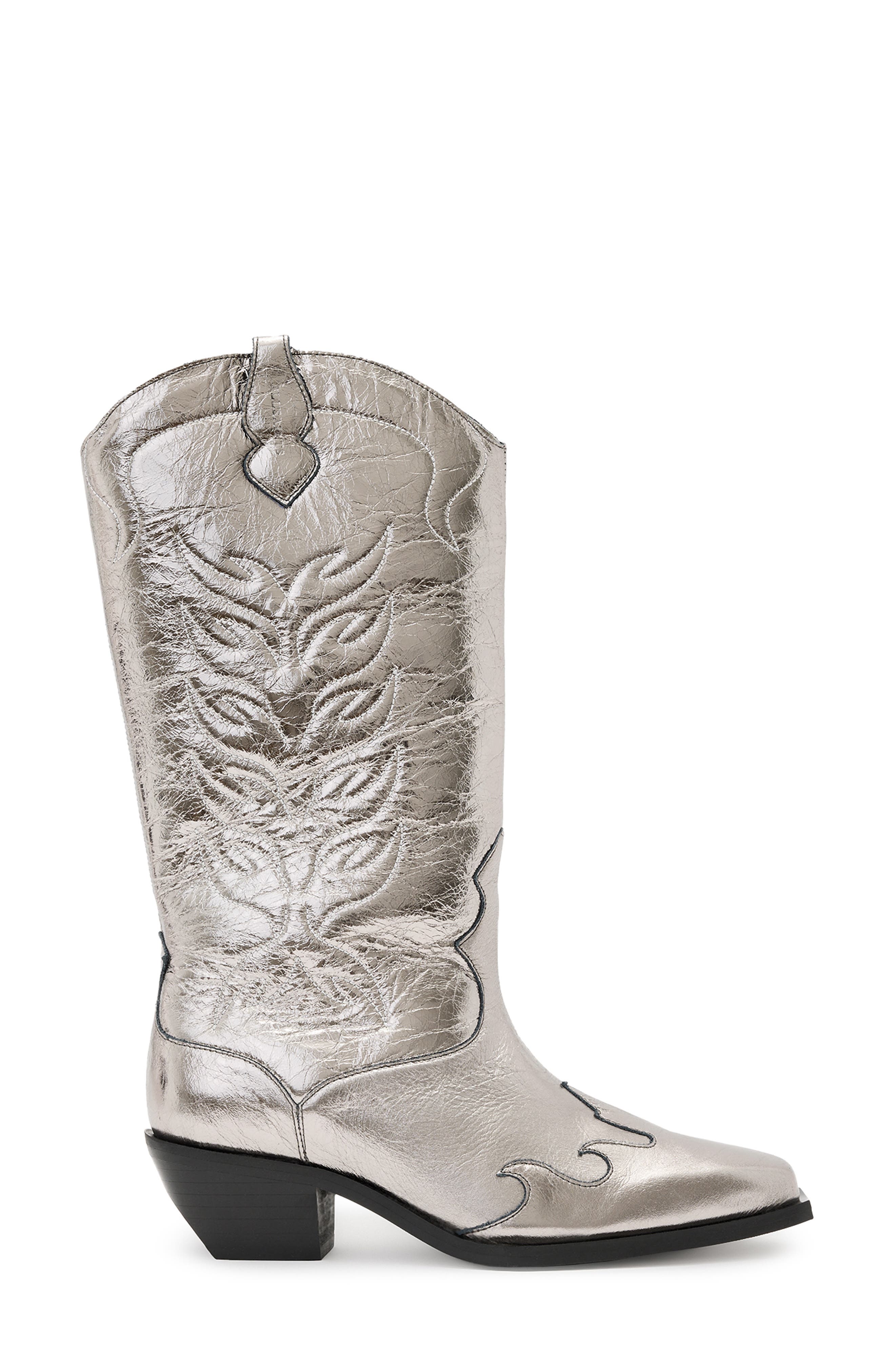 AllSaints Dolly Cowboy Boot, Alternate, color, Gunmetal Grey