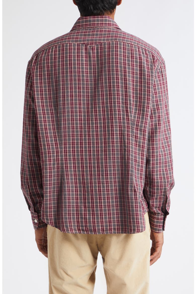 Boxy Plaid Button-Up Shirt, Alternate, color, FADED ROSE