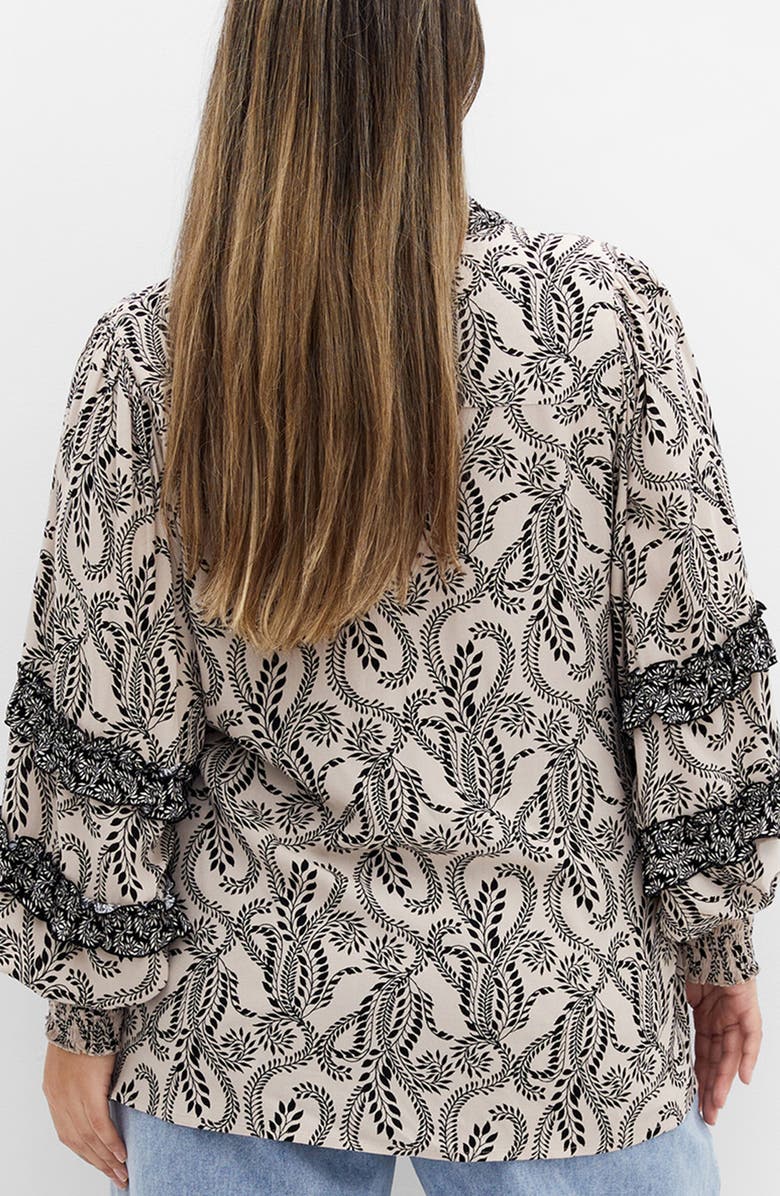 City Chic Lylah Mixed Print Long Sleeve Button-Up Shirt, Alternate, color, Print