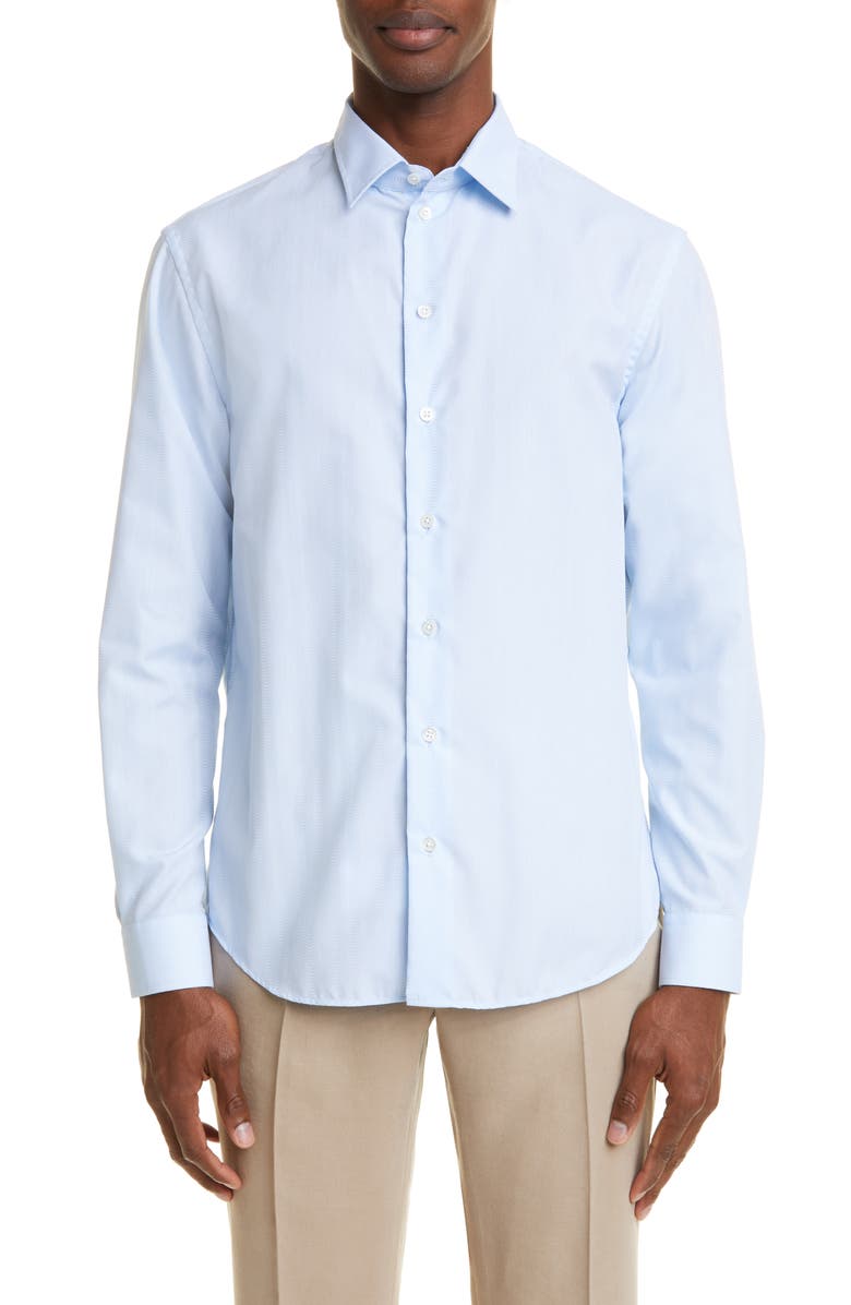 Emporio Armani Men's Solid Cotton Button-Up Shirt, Main, color,