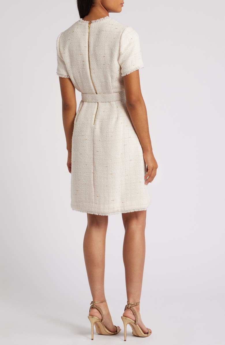 Tahari ASL Belted Tweed Dress, Alternate, color, 