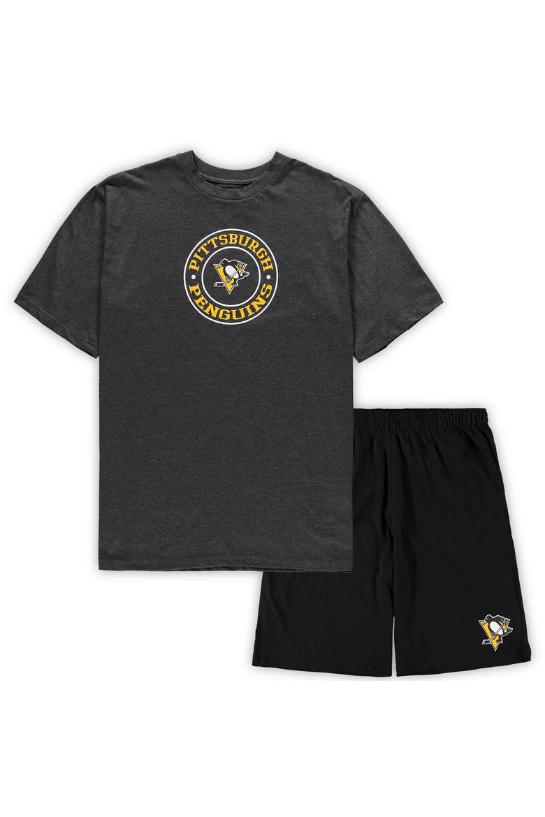 Men's Concepts Sport Black/Heathered Charcoal Pittsburgh Penguins Big & Tall T-Shirt & Shorts Sleep Set, Main, color, Black