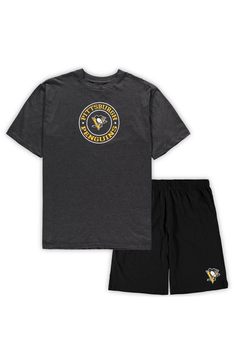 CONCEPTS SPORT Men's Concepts Sport Black/Heathered Charcoal Pittsburgh Penguins Big & Tall T-Shirt & Shorts Sleep Set, Main, color, Black