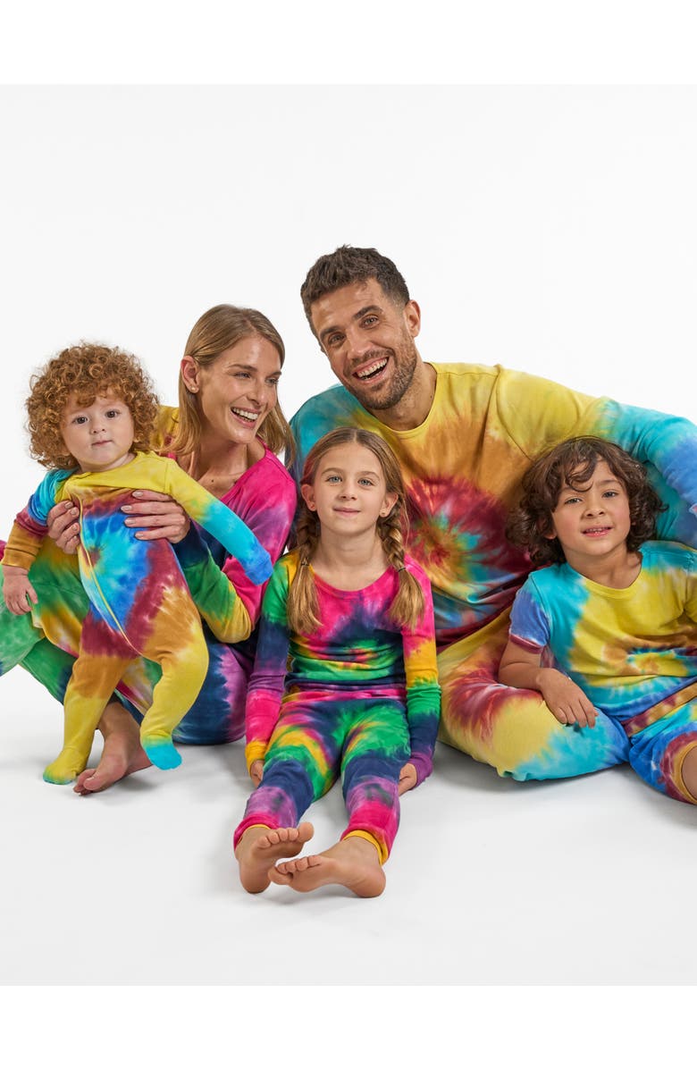 Leveret Footed Tie Dye Cotton Matching Family Pajamas, Alternate, color, Tie Dye Swirl Boys