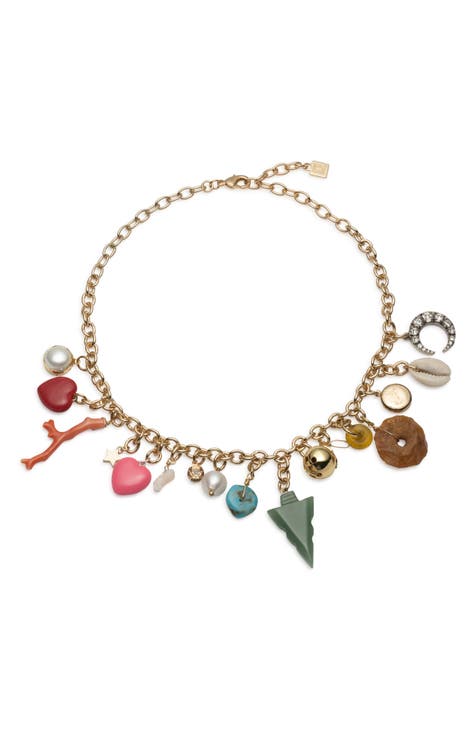 Dixie Jade, Shell, & Freshwater Pearl Charm Necklace