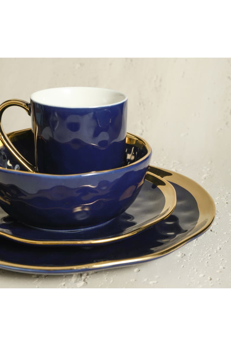 Florian Porcelain 32-Piece Dinnerware Set, Alternate, color, Navy Blue