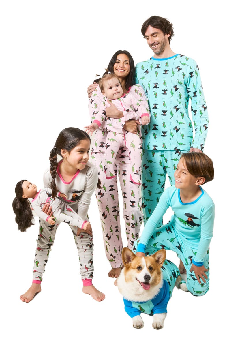 Leveret Two-Piece Cotton Printed Matching Family Pajamas, Coordinated Prints, Alternate, color, Pink Dinosaur