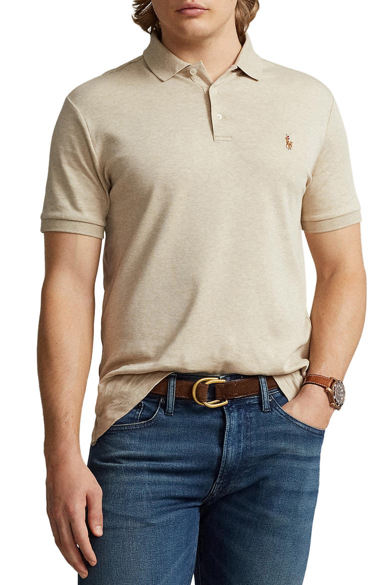 Pima Cotton Polo, Main, color, SAND HEATHER