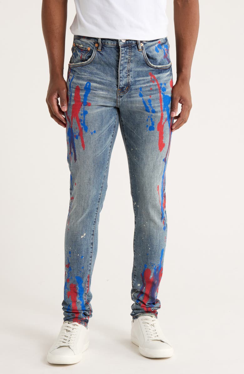PURPLE BRAND P002 Mid Rise Skinny Jeans, Main, color, Red/ Blue
