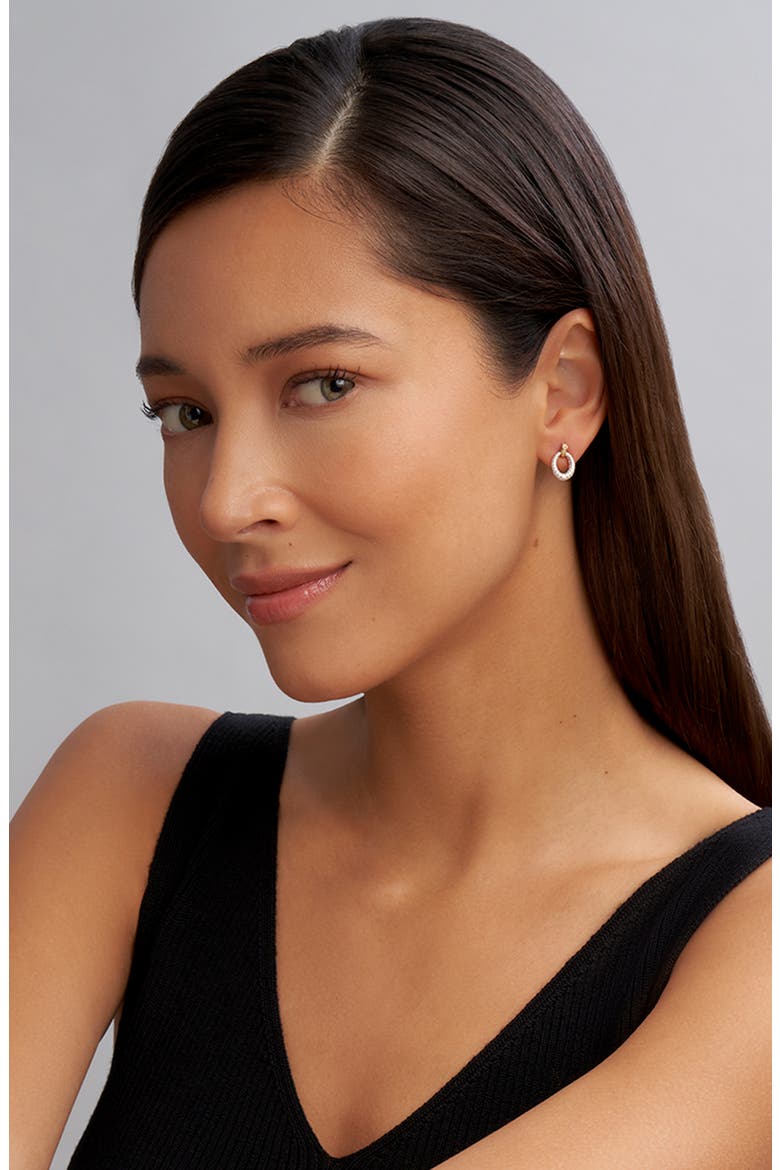 Caviar Luxe Diamond Pavé Frontal Hoop Earrings, Alternate, color, GOLD
