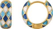FZN Harlequin Enamel Huggie Hoop Earrings