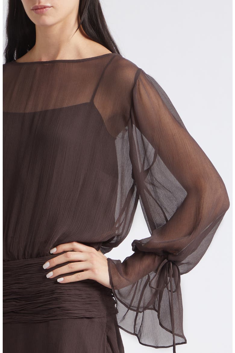Beatrix Long Sleeve Ruched Waist Dress, Alternate, color, EARTH