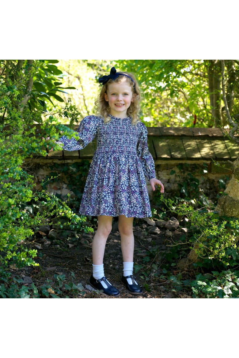 Wild Floral Ruched Dress, Alternate, color, Navy