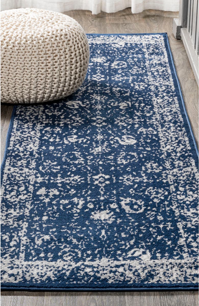 JONATHAN Y Soleiman Modern Persian Area Rug, Alternate, color, Navy