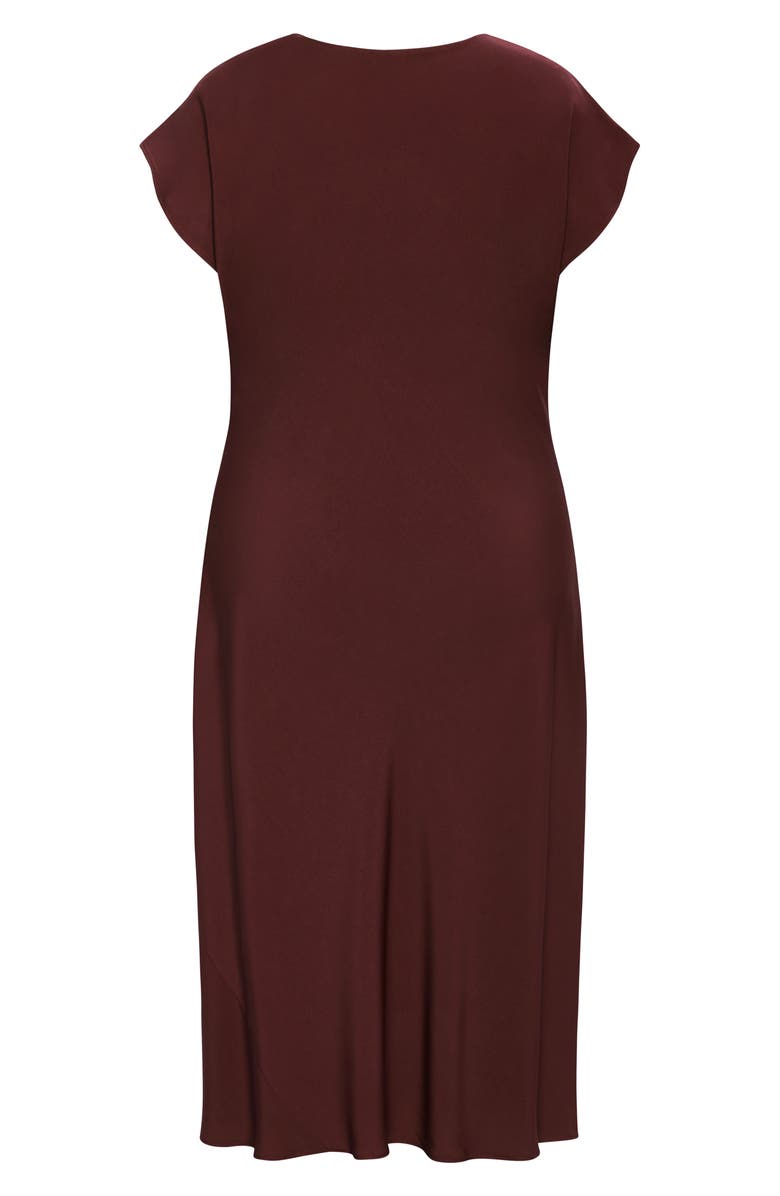 City Chic Piccadilly Cowl Neck Dress, Alternate, color, Burgundy