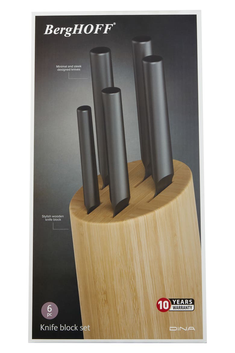 DiNA Boron 6-Piece Knife Block, Alternate, color, BLACK