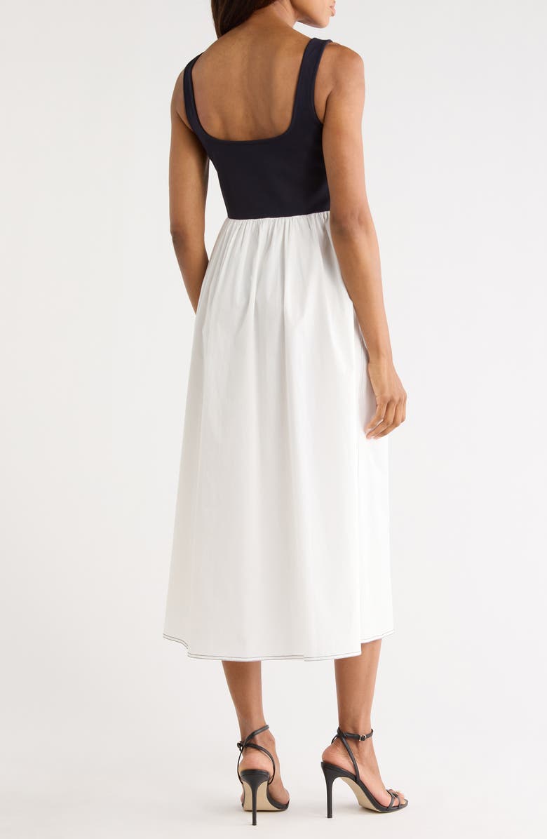 Diane von Furstenberg Selena Sleeveless Mixed Media Midi Dress, Alternate, color, White / Midnight
