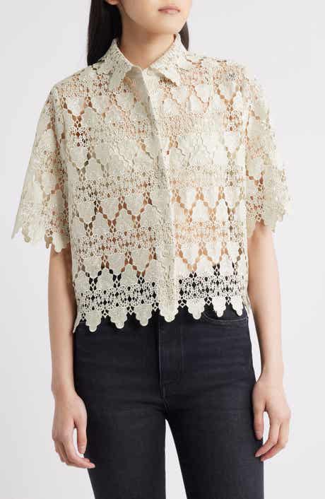 FRAME Lace Button-Up Shirt