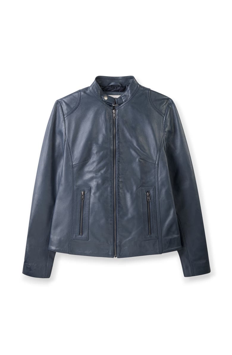 Celtic & Co. Stand Collar Biker Jacket, Alternate, color, Indigo