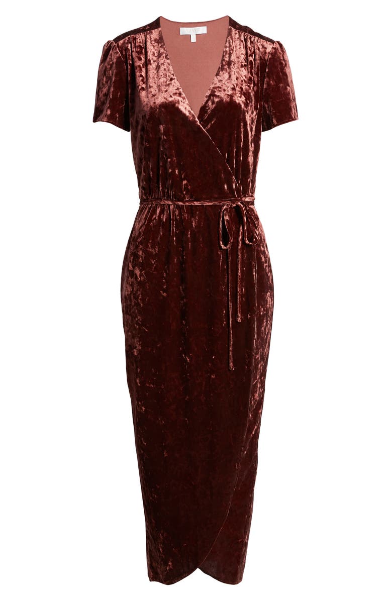 WAYF Next to You Velvet Wrap Dress, Alternate, color, 