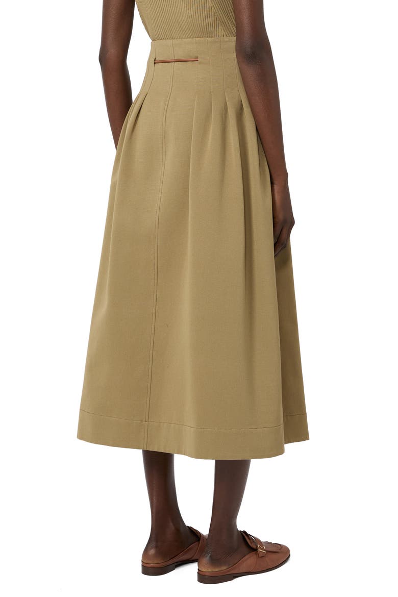 Tempio Pleated Cotton Ottoman Midi Skirt, Alternate, color, KAKI
