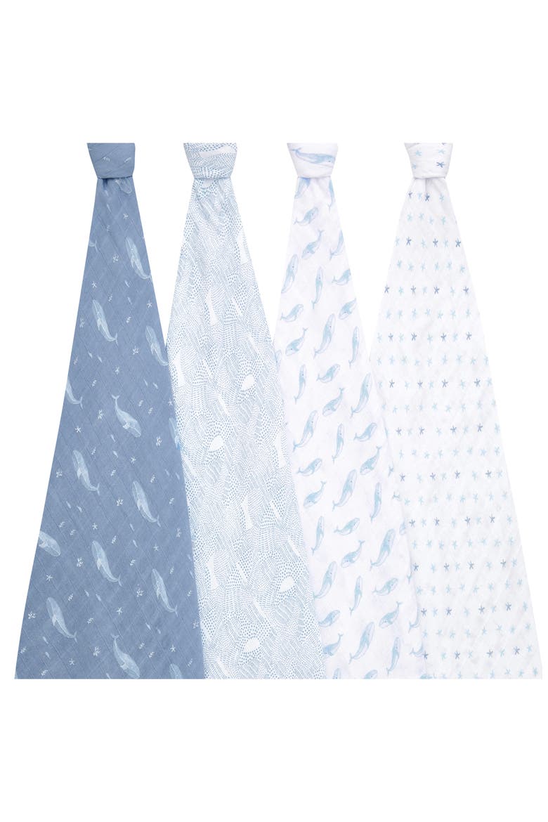 4-Pack Classic Swaddling Cloths, Alternate, color, OCEANIC BLUE
