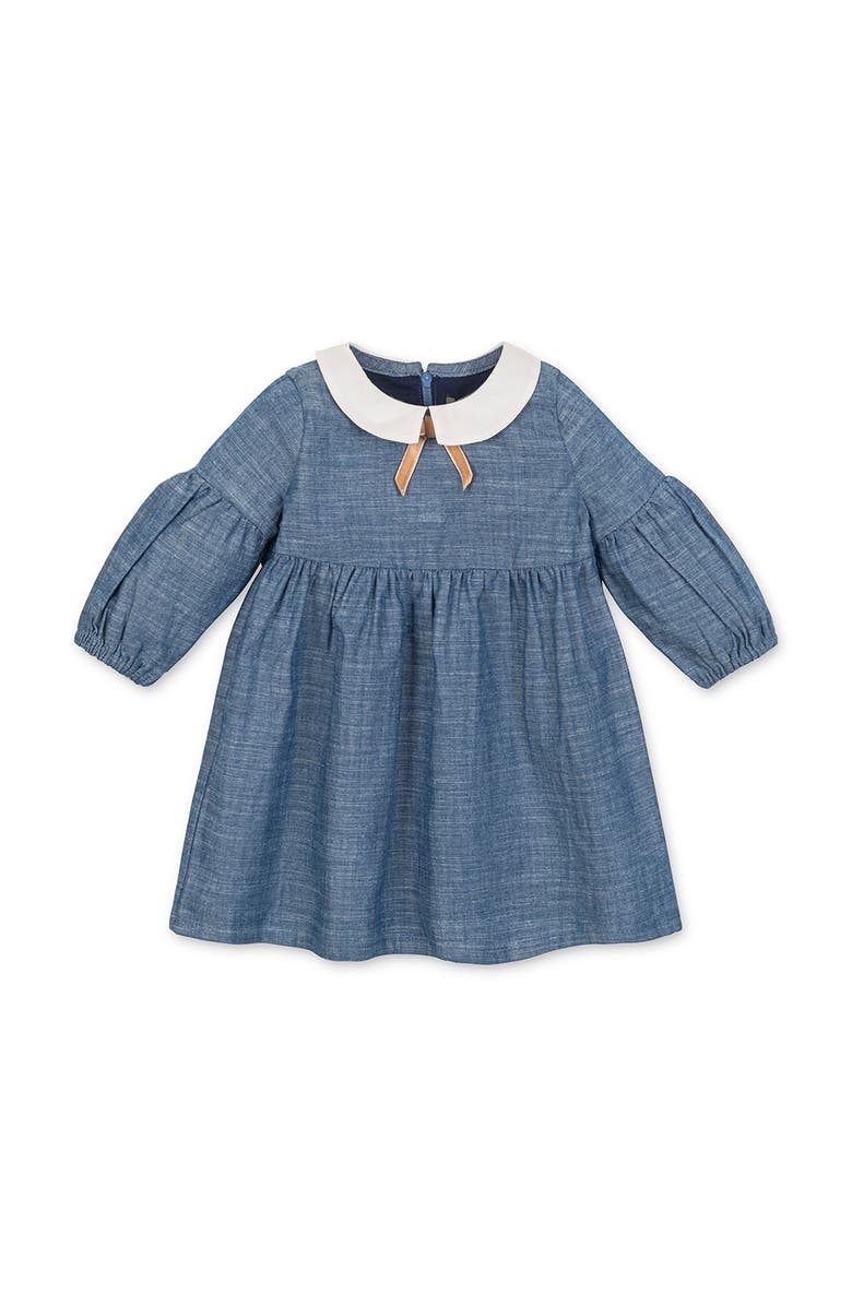 Hope & Henry Kids' Organic Empire Waist Peter Pan Collar Chambray Dress, Main, color, Blue Chambray