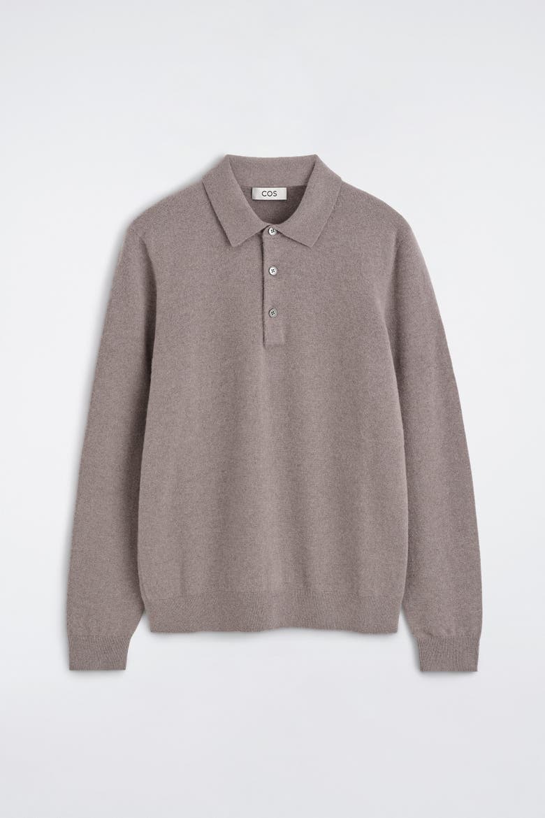 Cashmere Polo Sweater, Alternate, color, WASHED LILAC